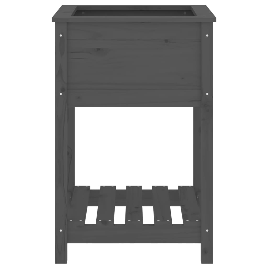 vidaXL Ζαρντινιέρα με Ράφι Γκρι 54 x 54 x 81 εκ. Μασίφ Ξύλο Πεύκου