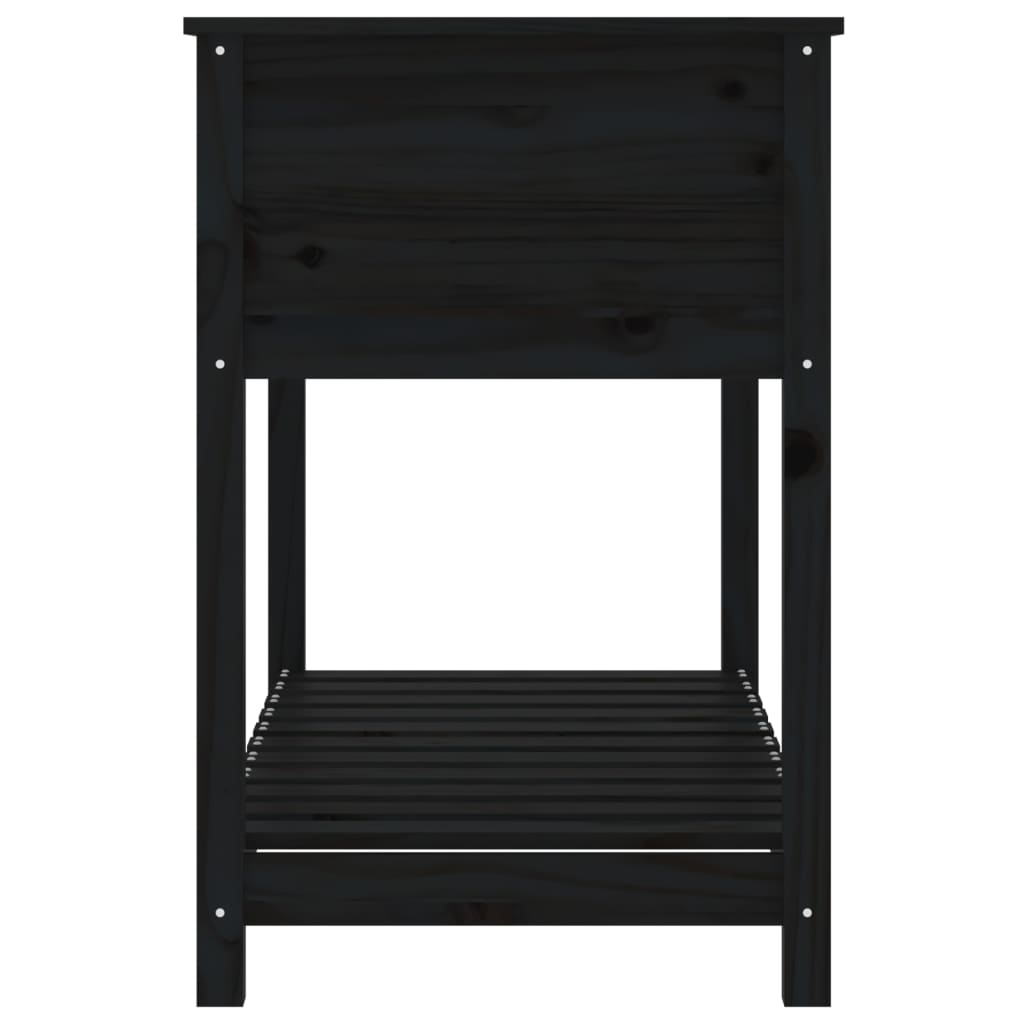 vidaXL Ζαρντινιέρα με Ράφι Μαύρη 111,5x54x81 εκ. Μασίφ Ξύλο Πεύκου