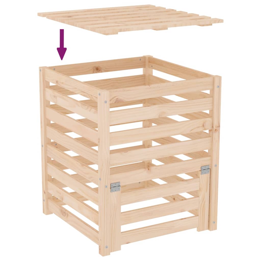 vidaXL Κομποστοποιητής 63,5 x 63,5 x 77,5 εκ. από Μασίφ Ξύλο Πεύκου