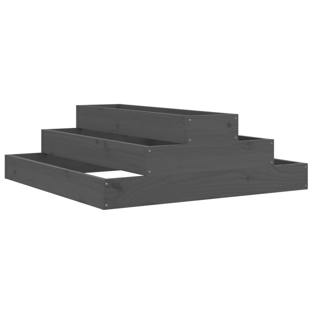 vidaXL Ζαρντινιέρα Γκρι 80 x 80 x 27 εκ. από Μασίφ Ξύλο Πεύκου