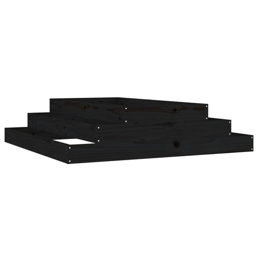 vidaXL Ζαρντινιέρα Μαύρη 110 x 110 x 27 εκ. από Μασίφ Ξύλο Πεύκου