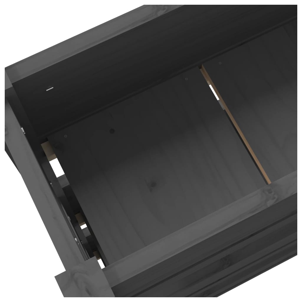 vidaXL Ζαρντινιέρα 112 x 25 x 104,5 εκ. Γκρι από Μασίφ Ξύλο Πεύκου
