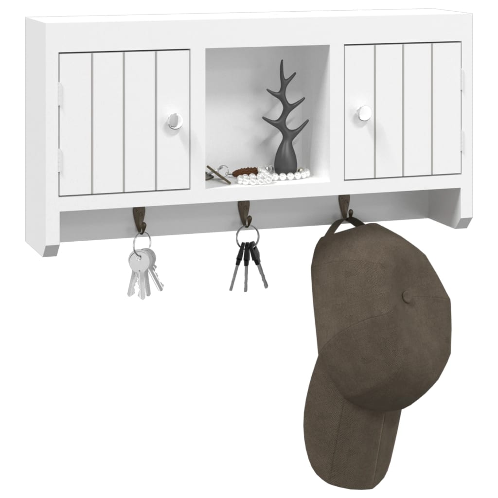 vidaXL Κλειδοθήκη Λευκή 40x8,5x20 εκ. από Επεξεργασμένο Ξύλο & Ατσάλι