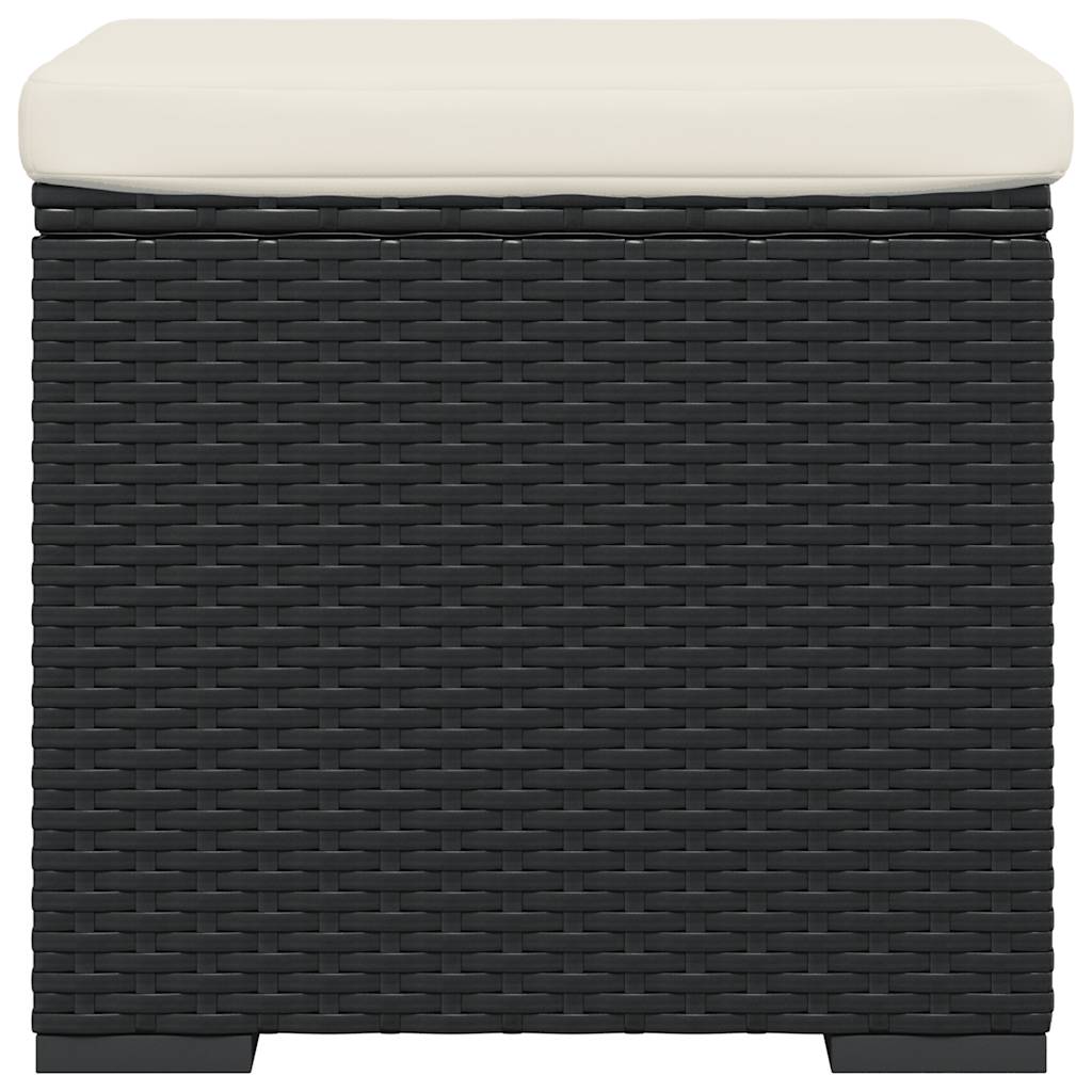 vidaXL Υποπόδιο με Μαξιλάρι Μαύρο 40 x 30 x 40 εκ. από Συνθετικό Ρατάν