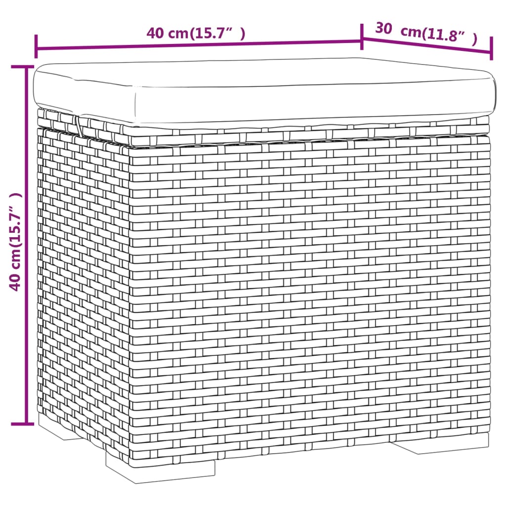 vidaXL Υποπόδια με Μαξιλάρια 2 τεμ. Μαύρα 40x30x40 εκ. από Συνθ. Ρατάν
