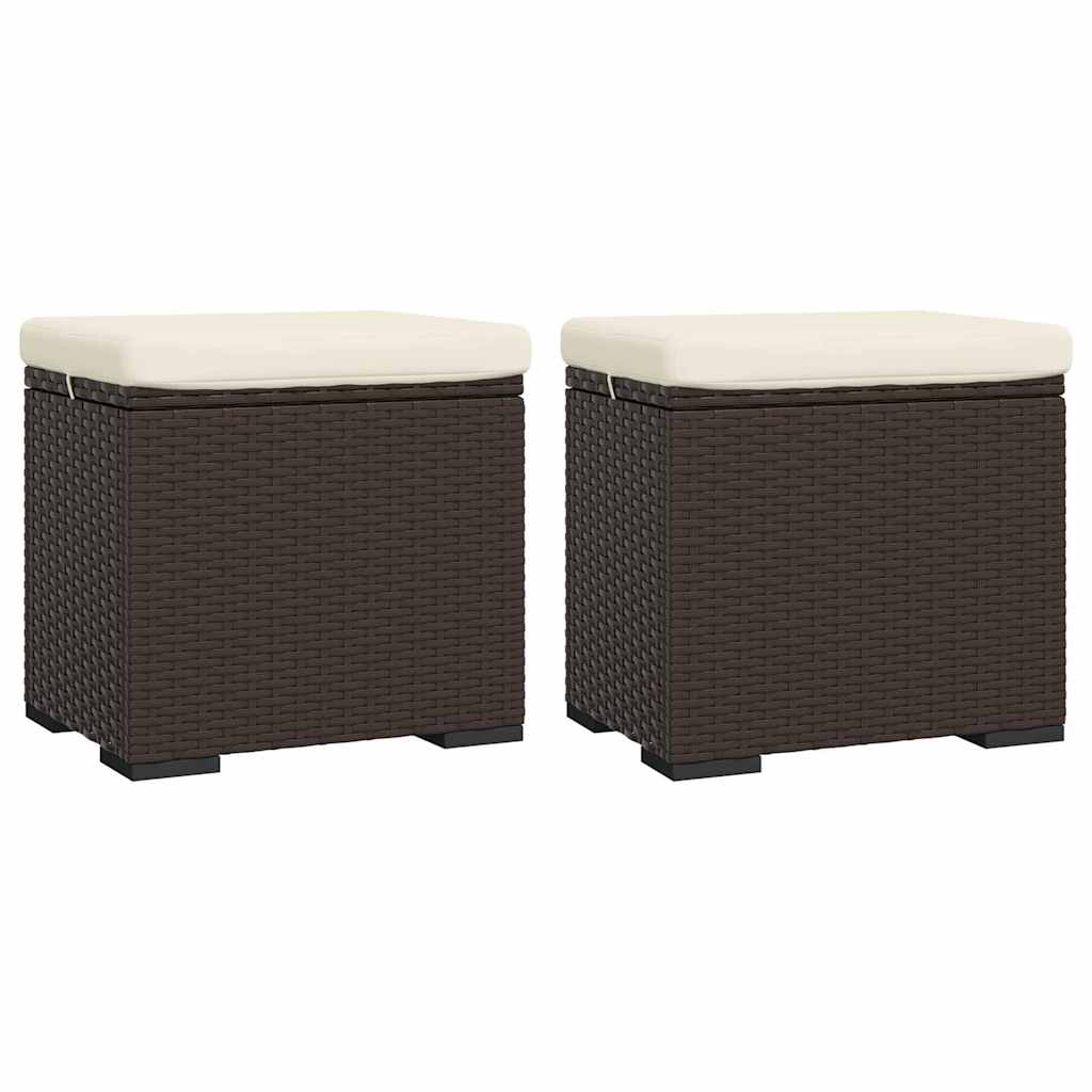 vidaXL Υποπόδια με Μαξιλάρια 2 τεμ. Καφέ 40x30x40 εκ. από Συνθ. Ρατάν