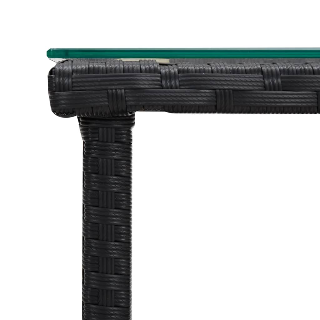 vidaXL Βοηθητικό Τραπεζάκι Μαύρο 45x45x45 εκ. Συνθ. Ρατάν/Ψημένο Γυαλί