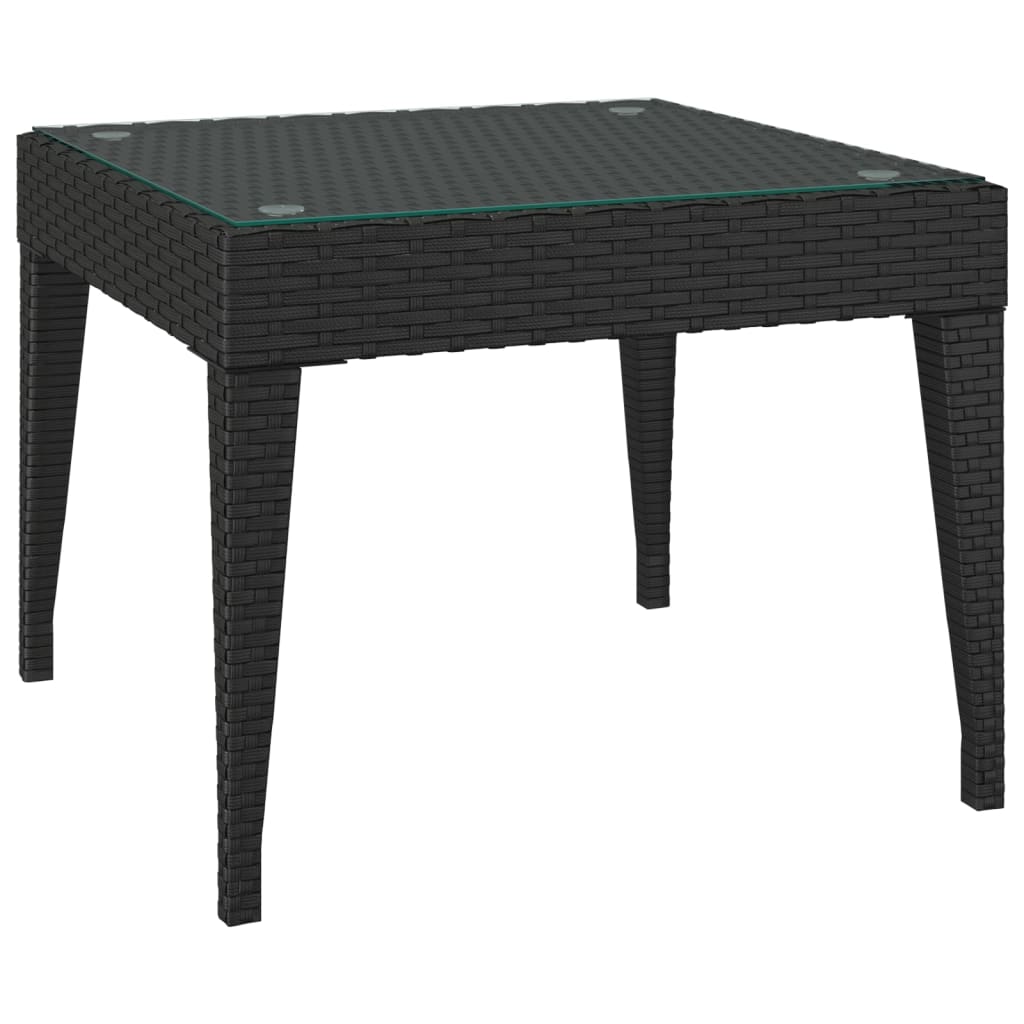 vidaXL Βοηθητικό Τραπεζάκι Μαύρο 50x50x38 εκ Συνθ. Ρατάν/ Ψημένο Γυαλί