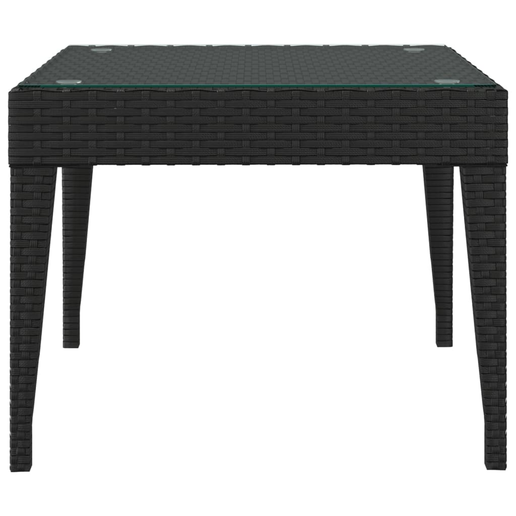 vidaXL Βοηθητικό Τραπεζάκι Μαύρο 50x50x38 εκ Συνθ. Ρατάν/ Ψημένο Γυαλί