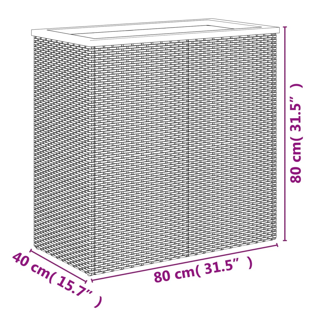 vidaXL Ζαρντινιέρα Μαύρη 80 x 40 x 80 εκ. από Συνθετικό Ρατάν
