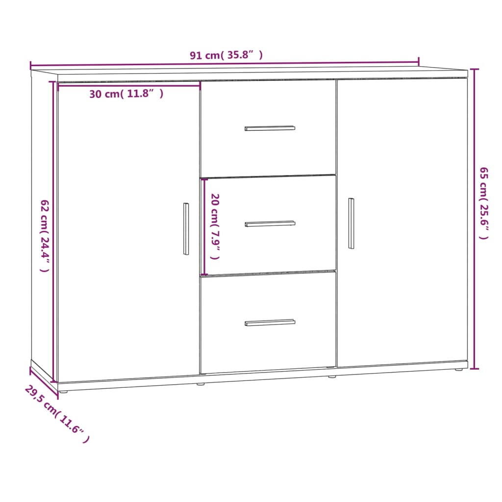 vidaXL Ντουλάπι Καπνιστή Δρυς 91x29,5x65 εκ. από Επεξεργασμένο Ξύλο