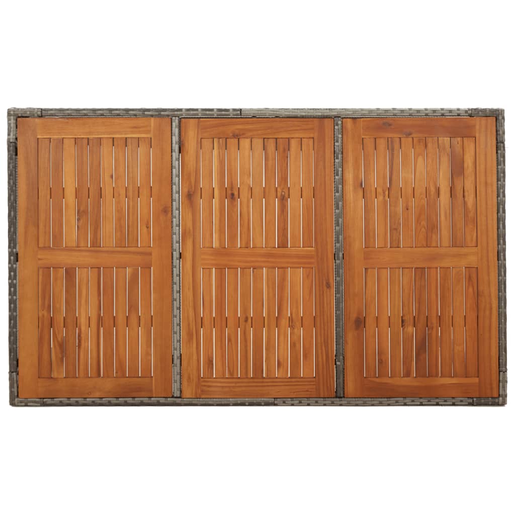 vidaXL Τραπέζι Κήπου με Ξύλινη Επιφάνεια Γκρι 150x90x75 εκ Συνθ. Ρατάν