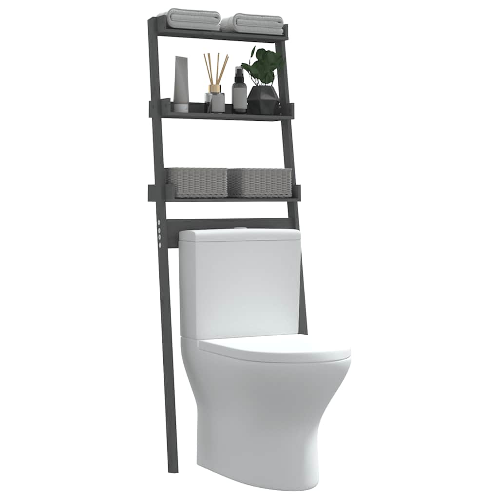vidaXL Ραφιέρα Για Τουαλέτα Γκρι 63,5x32x179 εκ. Μασίφ Ξύλο Πεύκου
