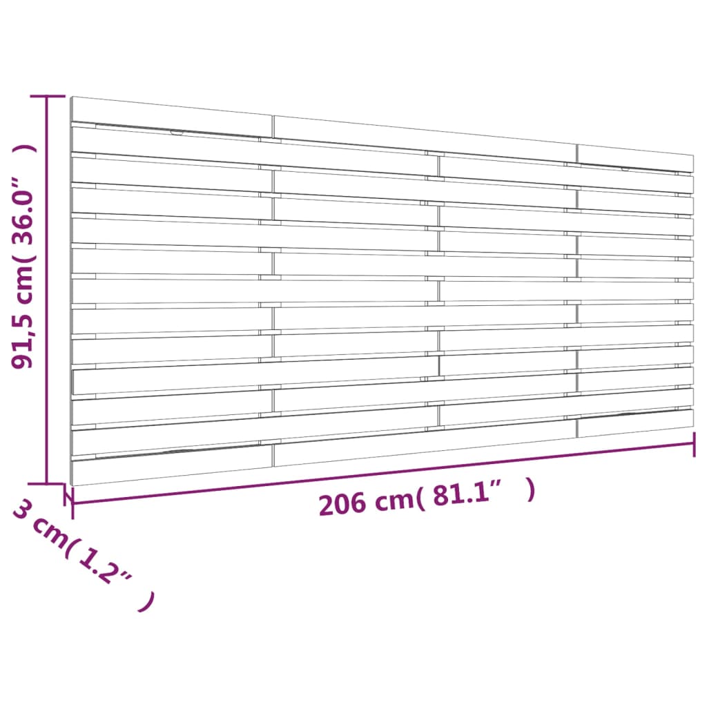 vidaXL Κεφαλάρι Τοίχου Μελί 206 x 3 x 91,5 εκ. από Μασίφ Ξύλο Πεύκου