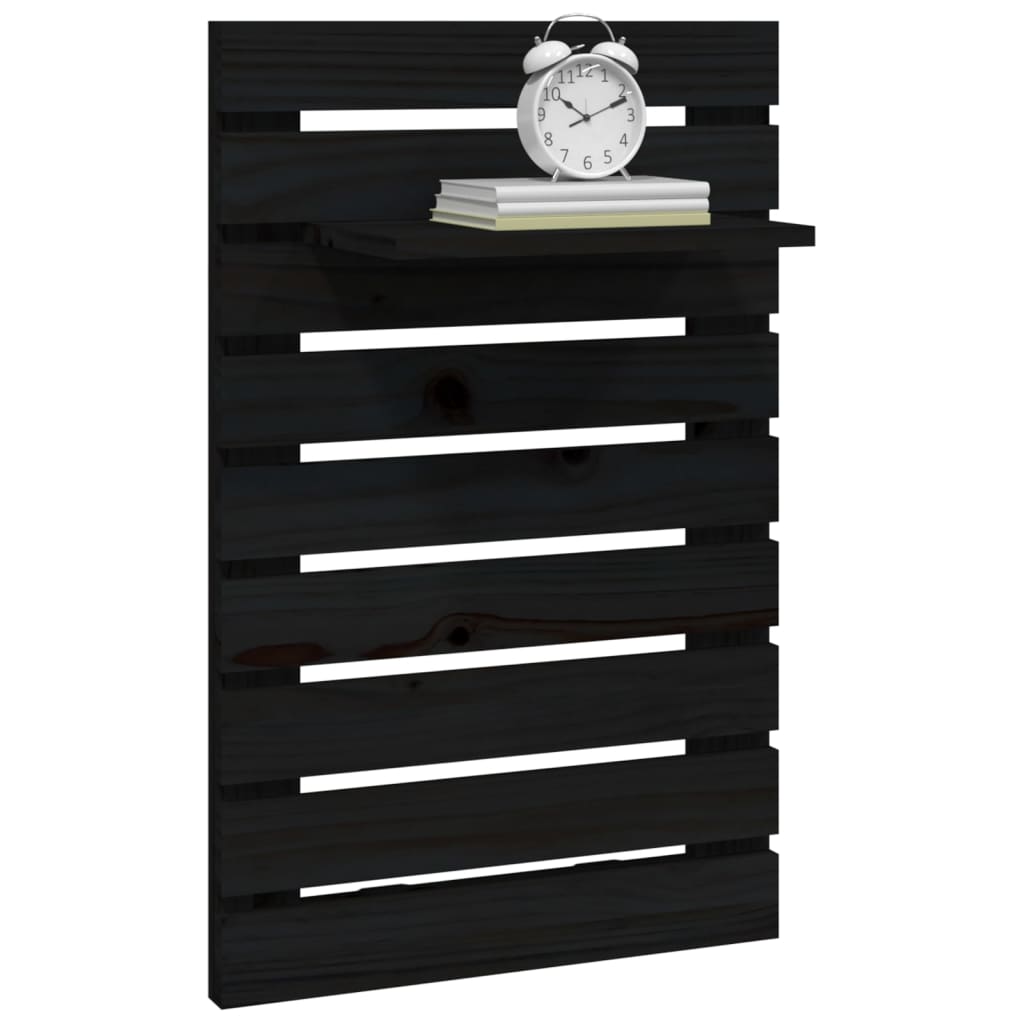 vidaXL Ράφια Κομοδίνου Επιτοίχια 2 τεμ. Μαύρα από Μασίφ Ξύλο Πεύκου