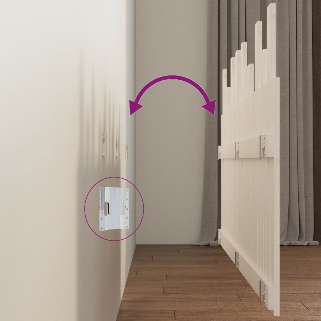 vidaXL Κεφαλάρι Τοίχου Λευκό 159,5x3x80 εκ. από Μασίφ Ξύλο Πεύκου