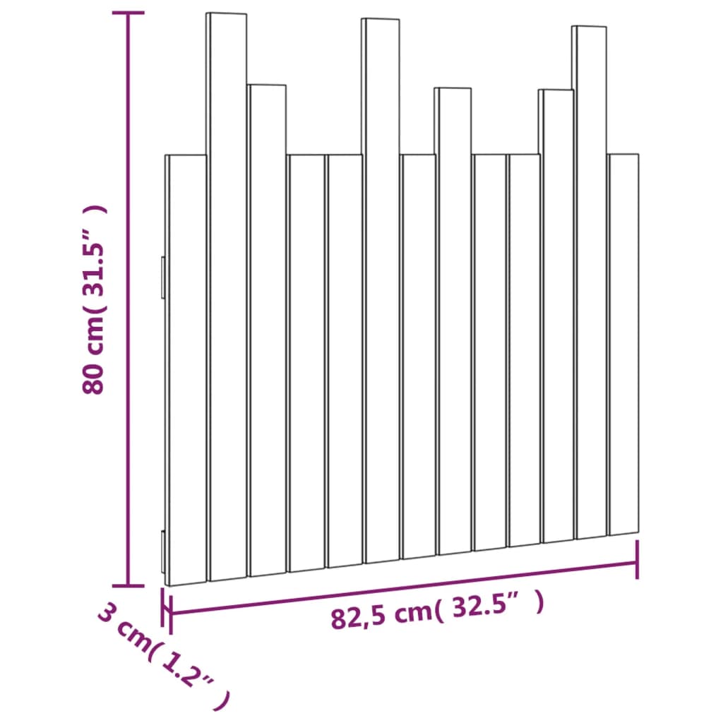 vidaXL Κεφαλάρι Τοίχου 82,5x3x80 εκ. από Μασίφ Ξύλο Πεύκου