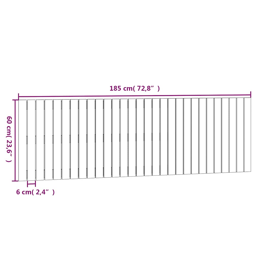vidaXL Κεφαλάρι Τοίχου Μελί 185x3x60 εκ. από Μασίφ Ξύλο Πεύκου