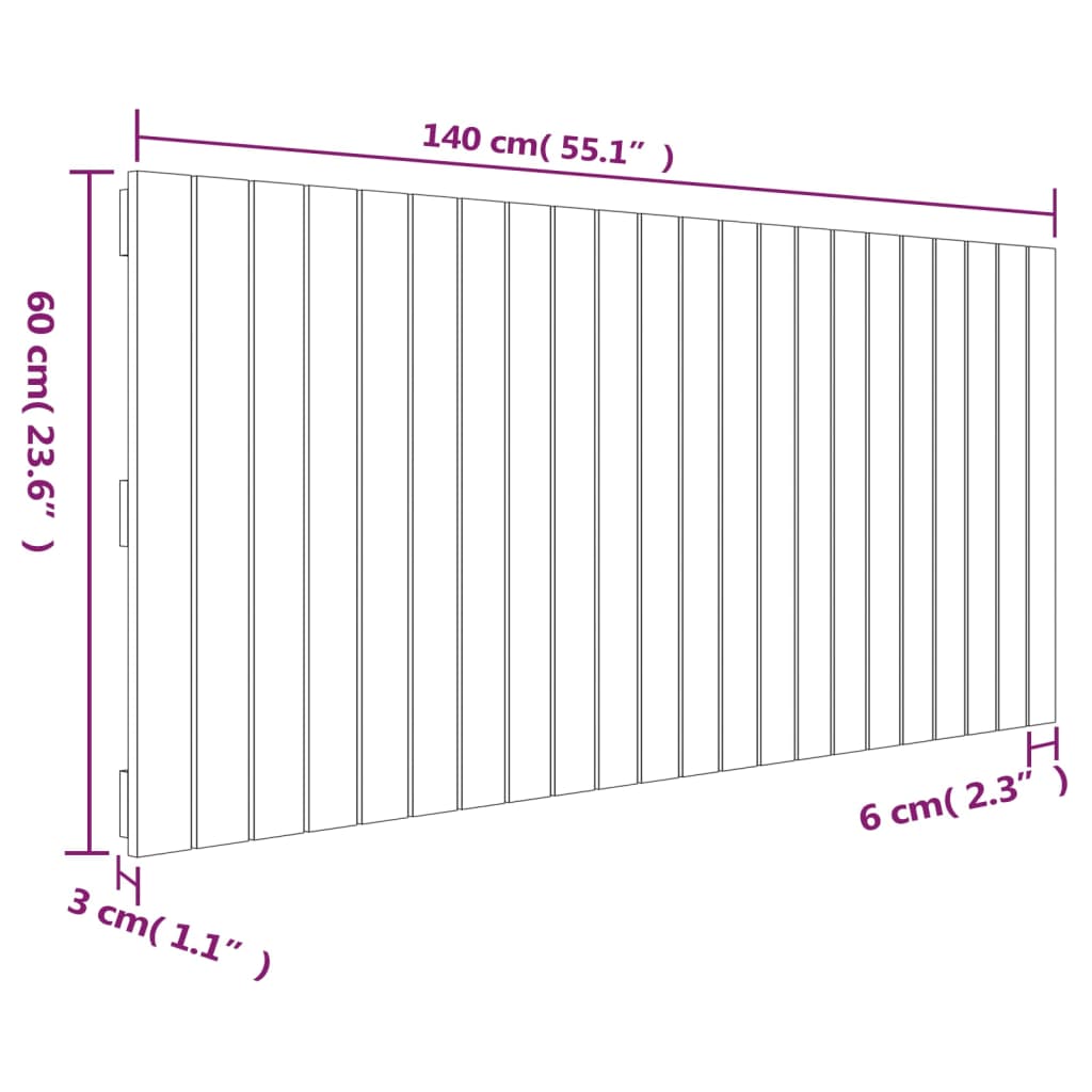 vidaXL Κεφαλάρι Τοίχου Μελί 140x3x60 εκ. από Μασίφ Ξύλο Πεύκου