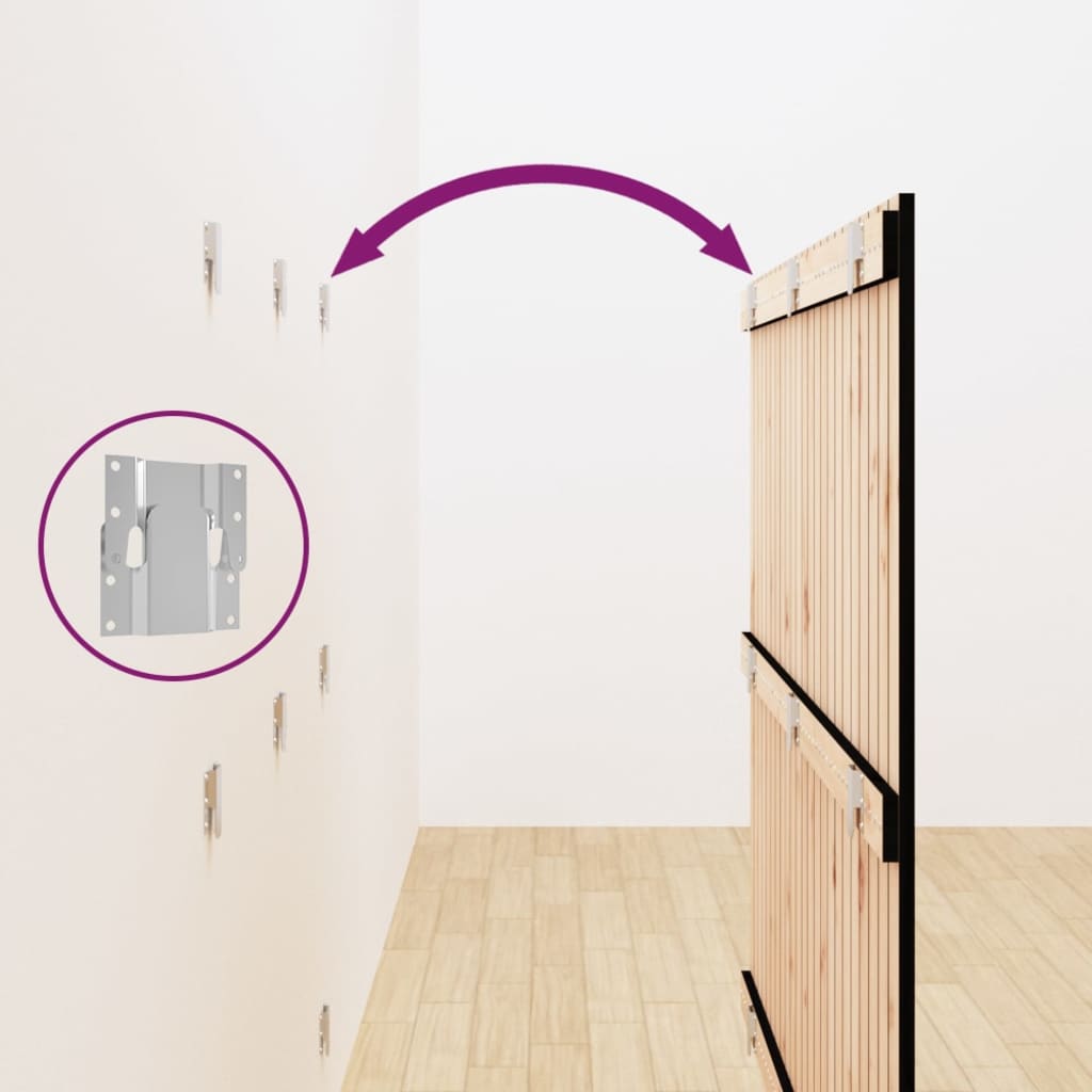 vidaXL Κεφαλάρι Τοίχου Μαύρο 146,5x3x110 εκ. από Μασίφ Ξύλο Πεύκου