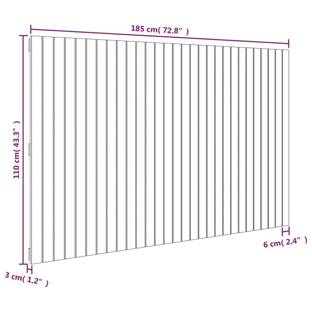 vidaXL Κεφαλάρι Τοίχου Λευκό 185x3x110 εκ. από Μασίφ Ξύλο Πεύκου