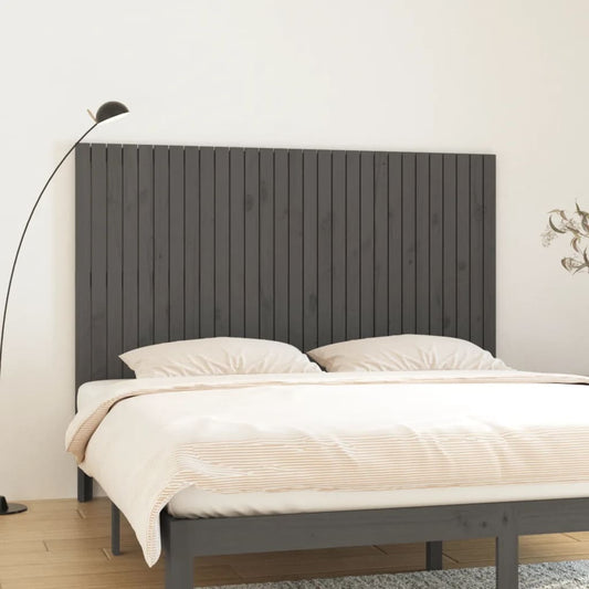 vidaXL Κεφαλάρι Τοίχου Γκρι 185x3x110 εκ. από Μασίφ Ξύλο Πεύκου
