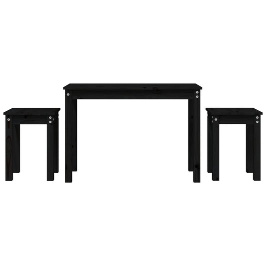 vidaXL Τραπεζάκια Ζιγκόν 3 τεμ. Μαύρα από Μασίφ Ξύλο Πεύκου
