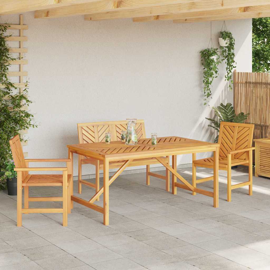vidaXL Σέτ φαγητού για κήπο 4 pcs Καφέ Στερεό Ξύλο Ακακίας