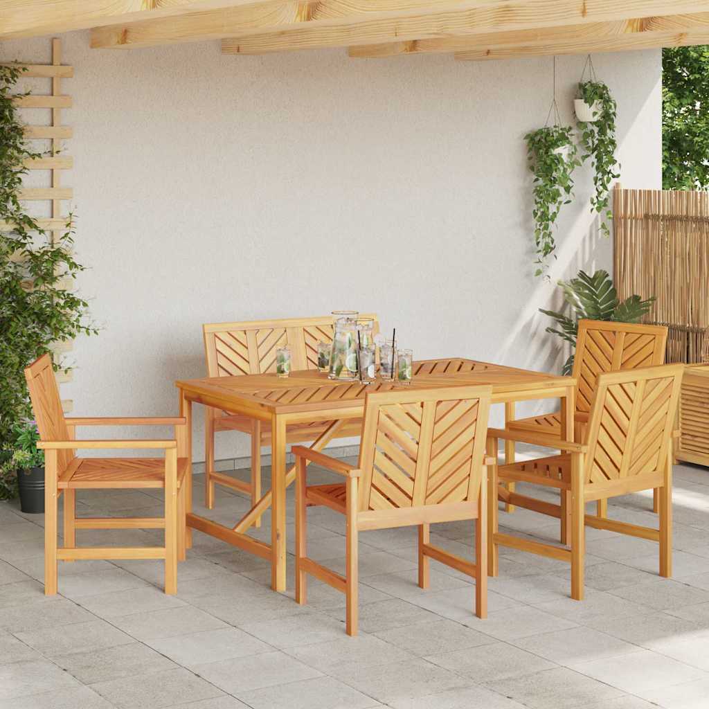 vidaXL Σέτ φαγητού για κήπο 6 pcs Καφέ Στερεό Ξύλο Ακακίας