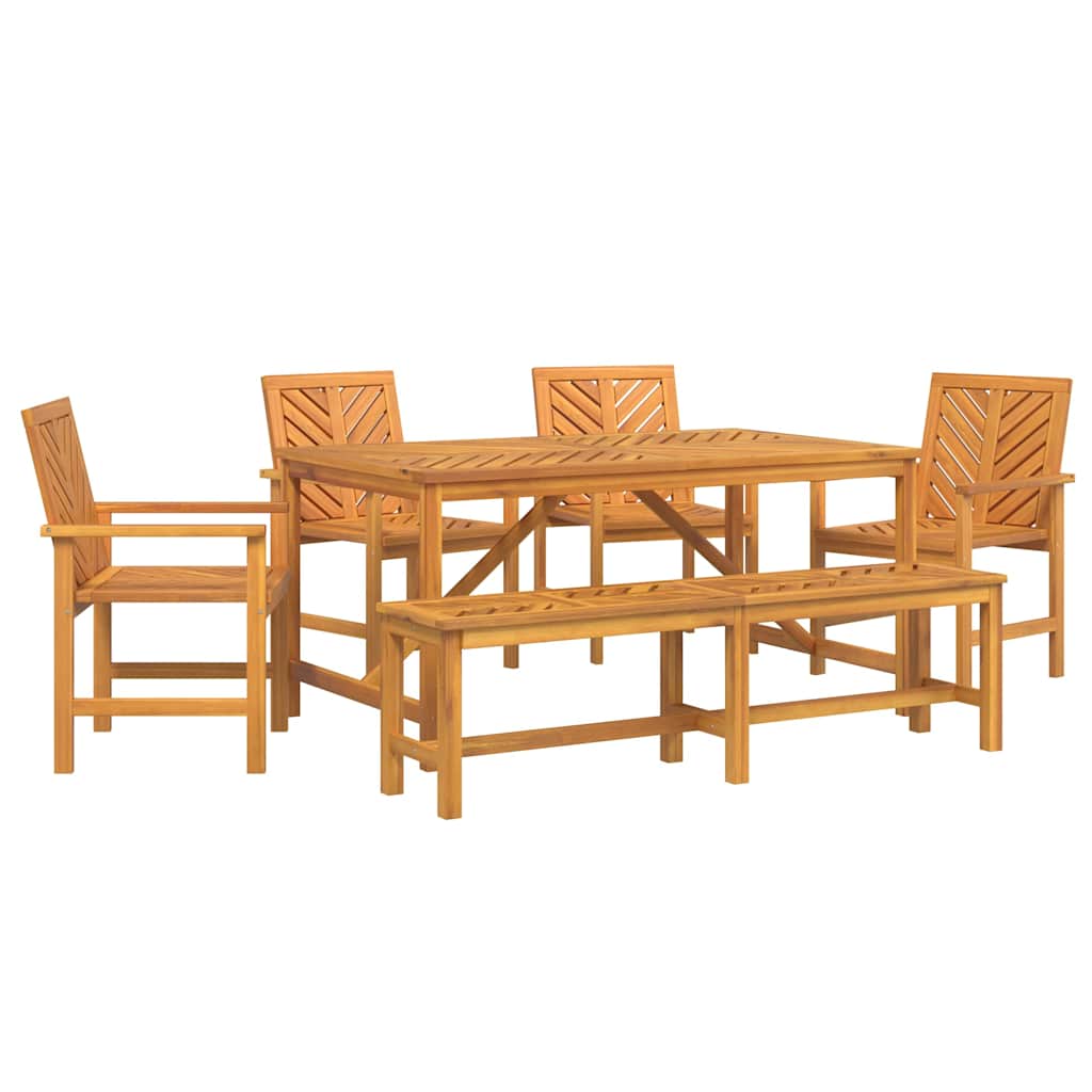 vidaXL Σέτ φαγητού για κήπο 6 pcs Καφέ Στερεό Ξύλο Ακακίας