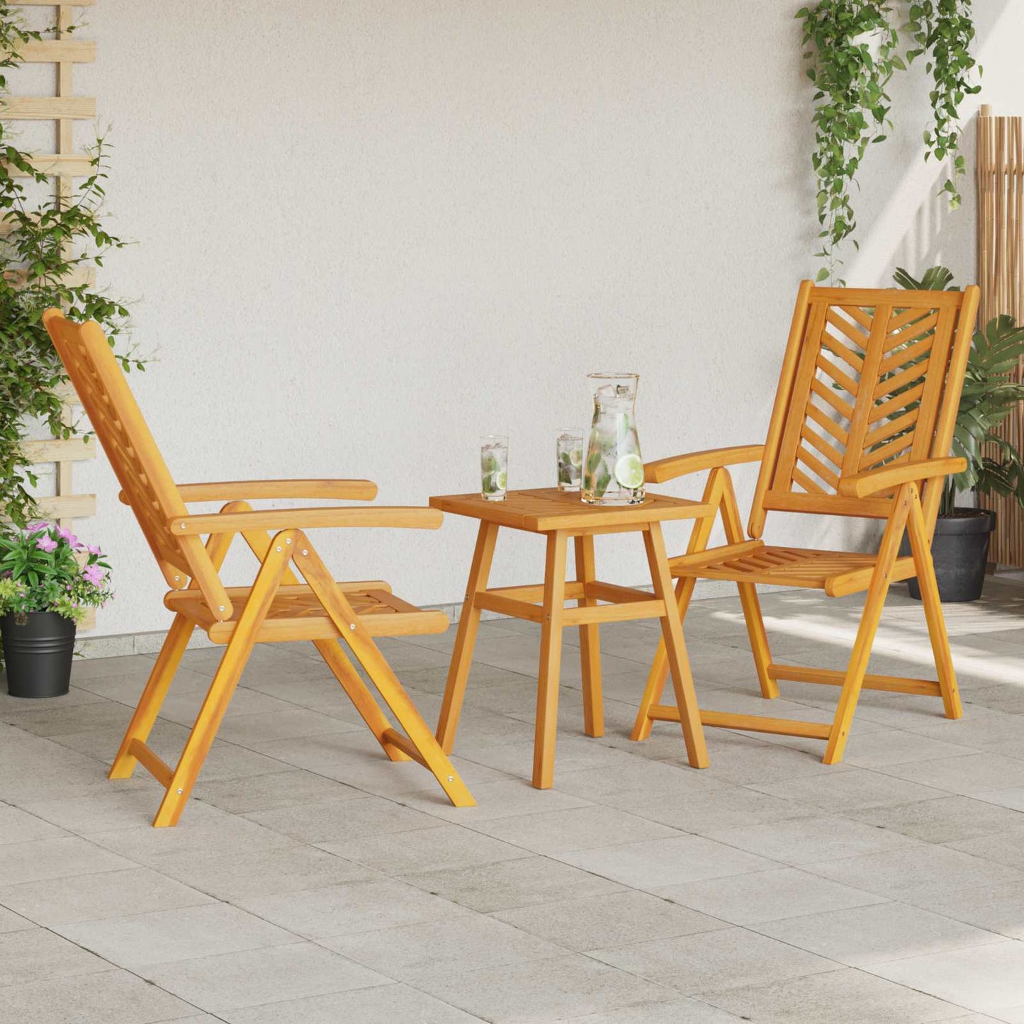 vidaXL Σέτ φαγητού για κήπο 3 pcs Καφέ Στερεό Ξύλο Ακακίας