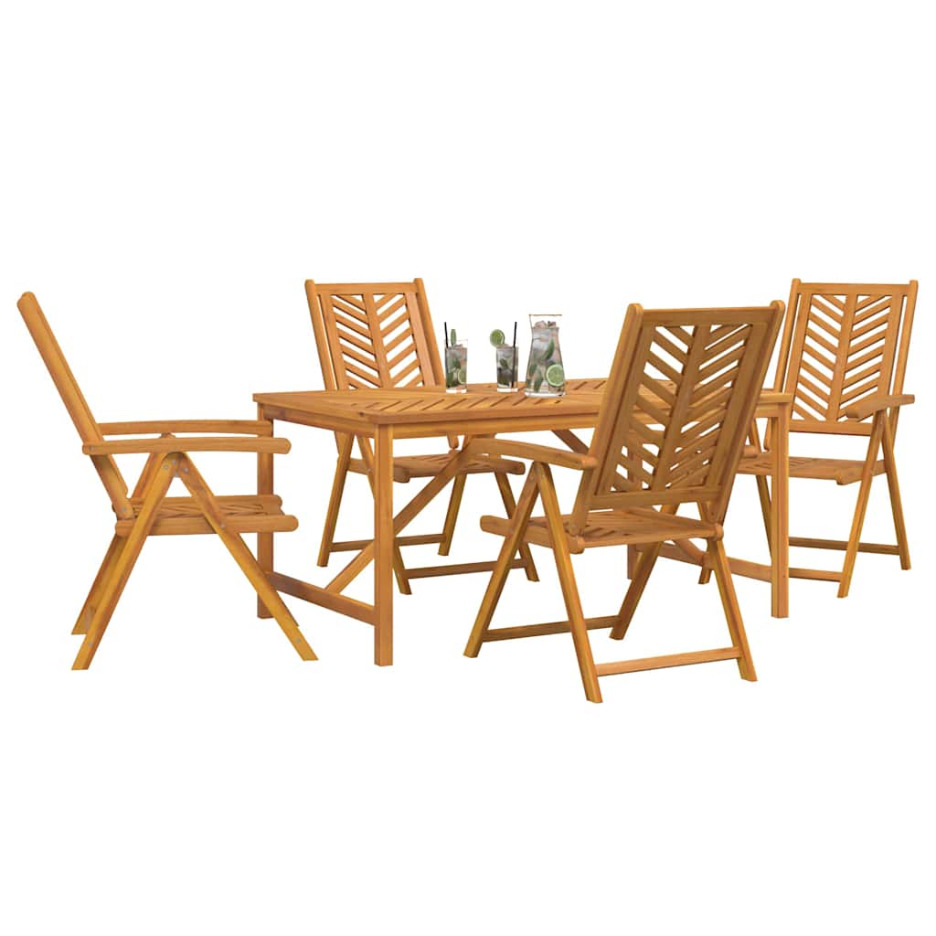 vidaXL Σέτ φαγητού για κήπο 5 pcs Καφέ Στερεό Ξύλο Ακακίας