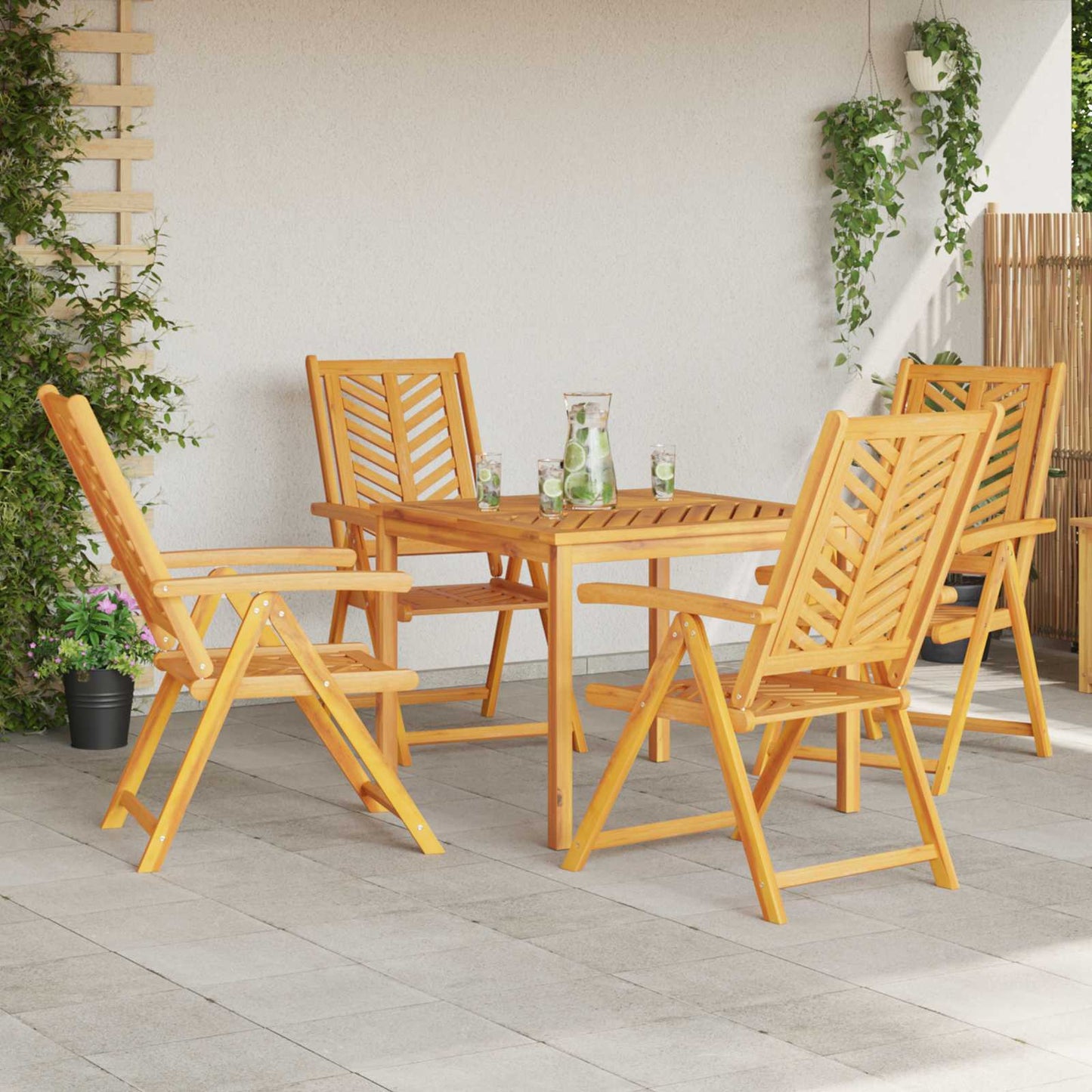 vidaXL Καρέκλα Κήπου 4 pcs Καφέ 57 x 72 x 109 εκ Στερεό Ξύλο Ακακίας