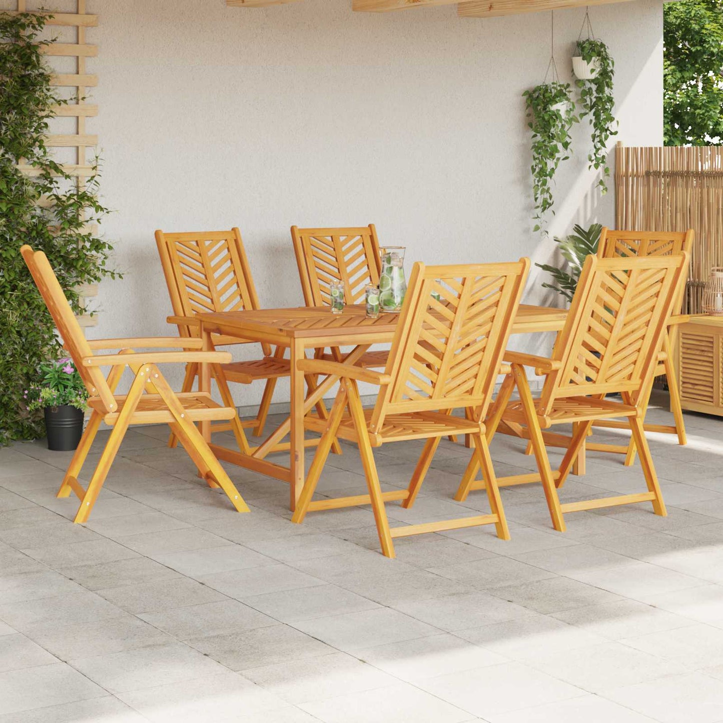 vidaXL Καρέκλα Κήπου 6 pcs Καφέ Στερεό Ξύλο Ακακίας