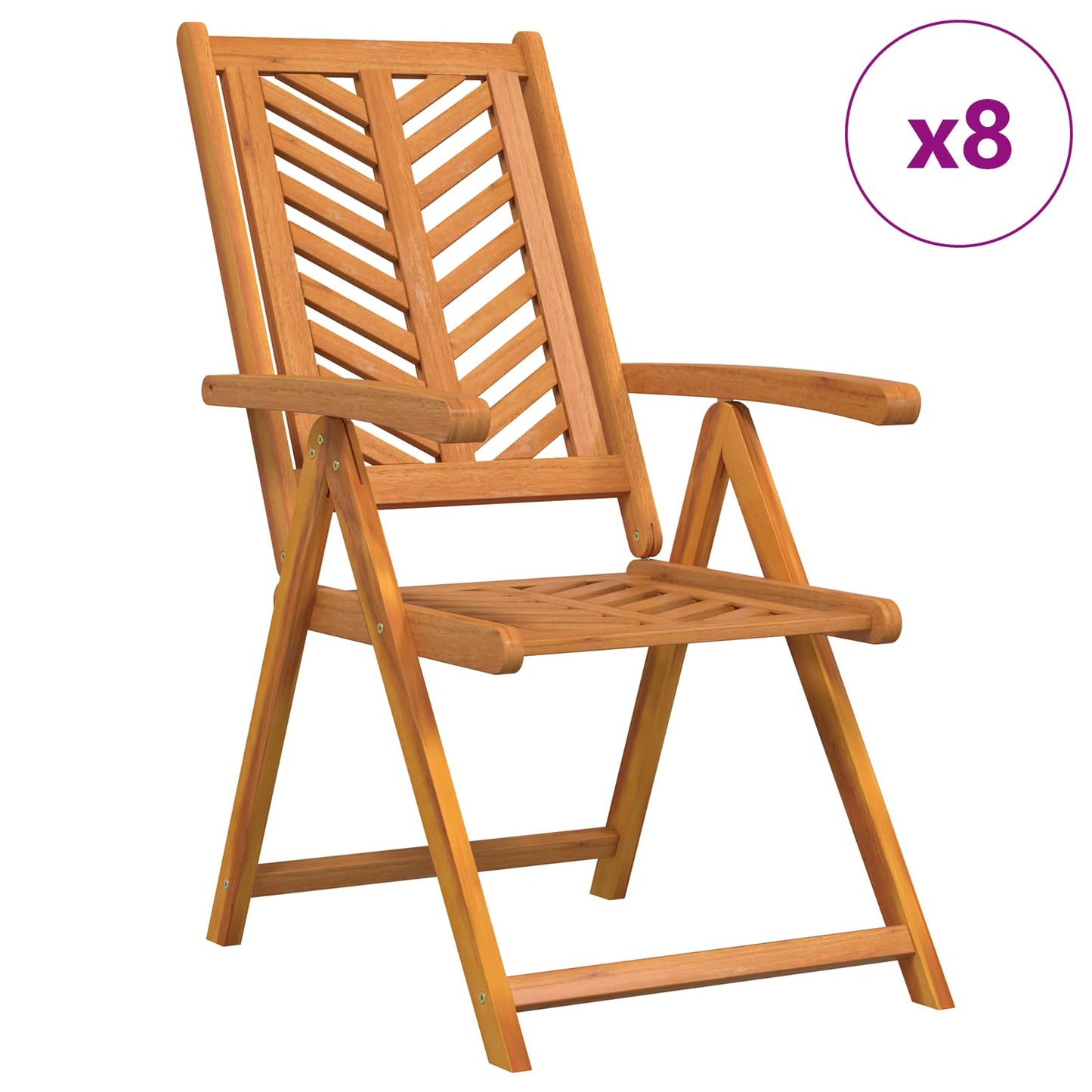 vidaXL Καρέκλα Κήπου 8 pcs Καφέ Στερεό Ξύλο Ακακίας