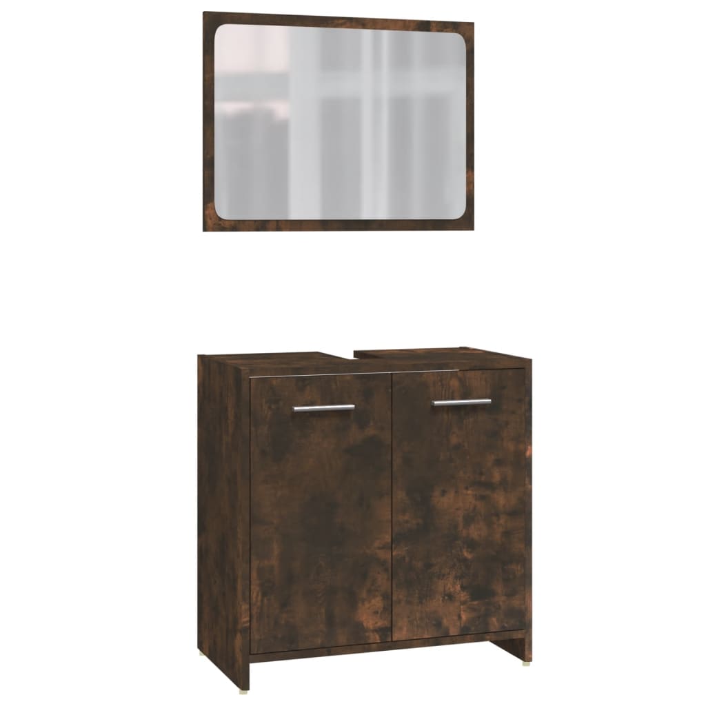 vidaXL Σετ Επίπλων Μπάνιου 3 Τεμαχίων Καπνιστή Δρυς Επεξεργασμένο Ξύλο