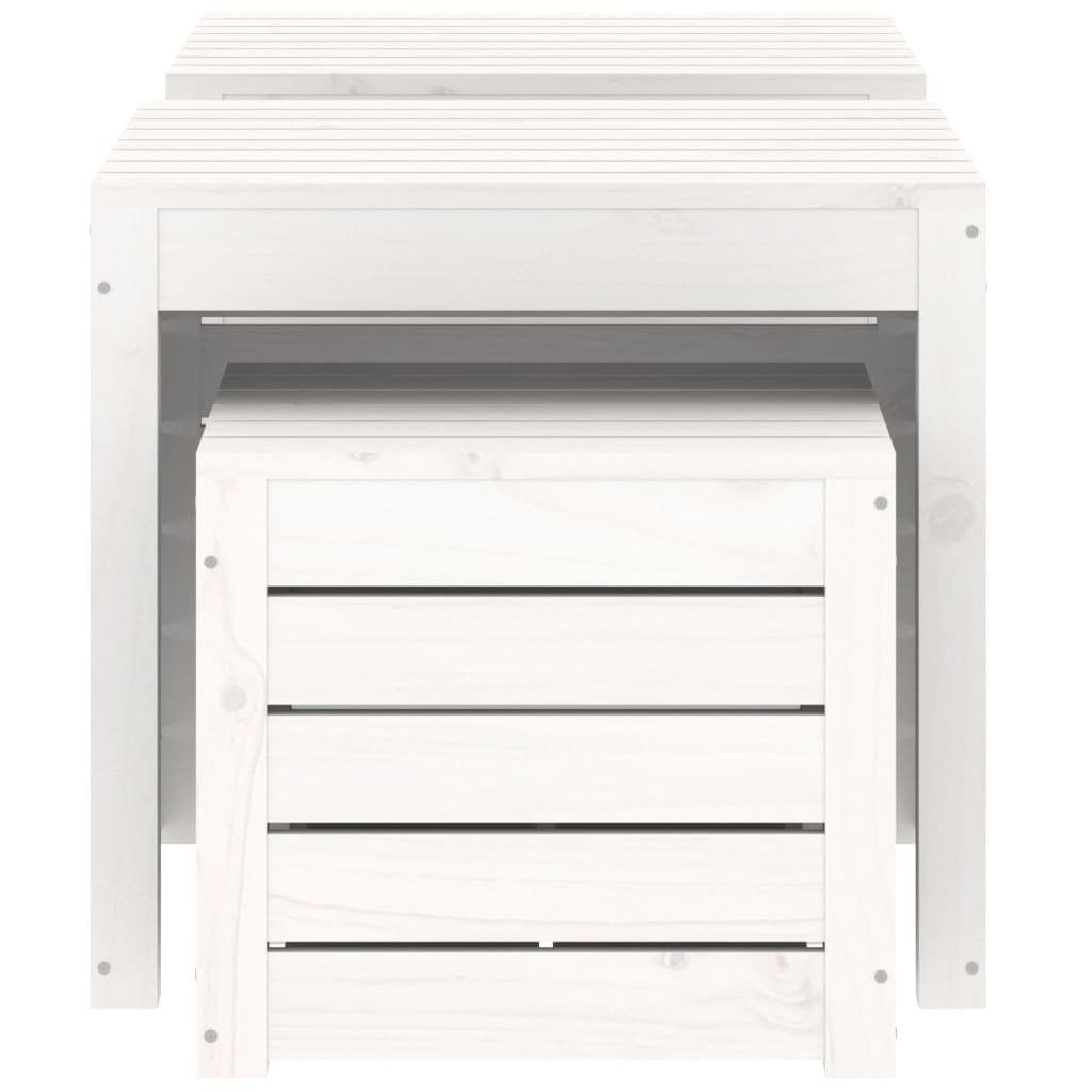 vidaXL Μπαούλα Κήπου Σετ 3 Τεμαχίων Λευκά από Μασίφ Ξύλο Πεύκου