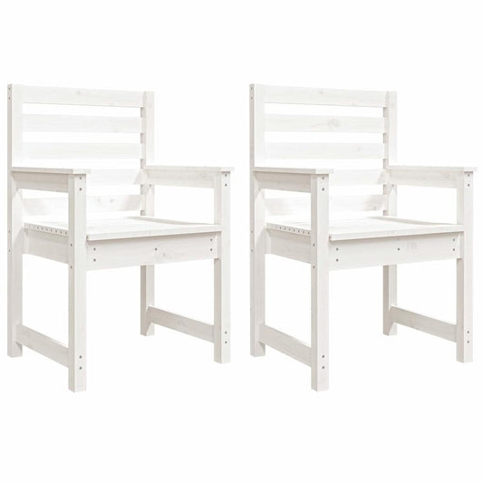 vidaXL Καρέκλες Κήπου 2 τεμ. Λευκές 60x48x91 εκ. Μασίφ Ξύλο Πεύκου