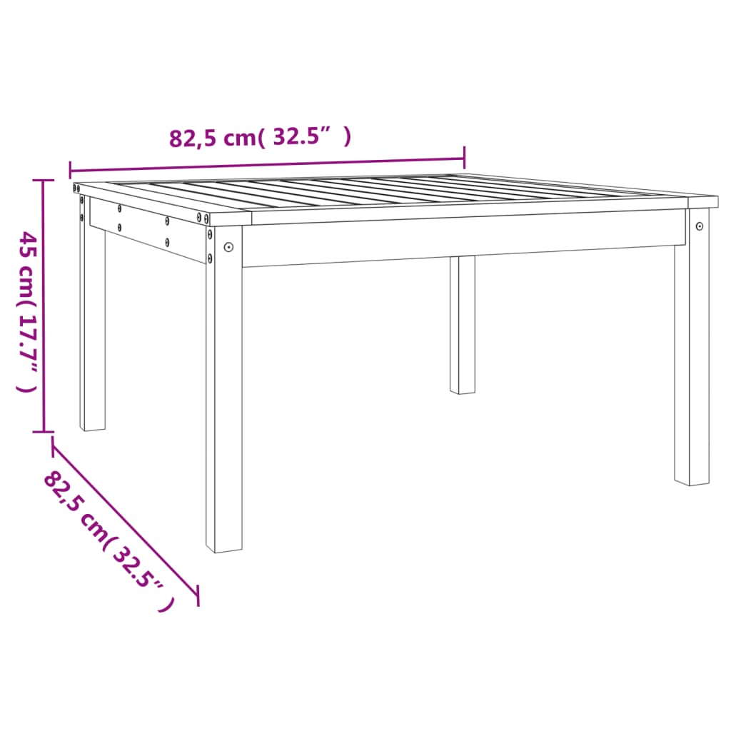 vidaXL Τραπέζι Κήπου Λευκό 82,5x82,5x45 εκ. από Μασίφ Ξύλο Πεύκου