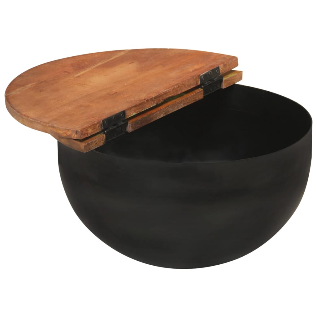 vidaXL Τραπεζάκια Σαλονιού Σετ 2Τεμ. Μαύρα από Μασίφ Ανακυκλωμένο Ξύλο