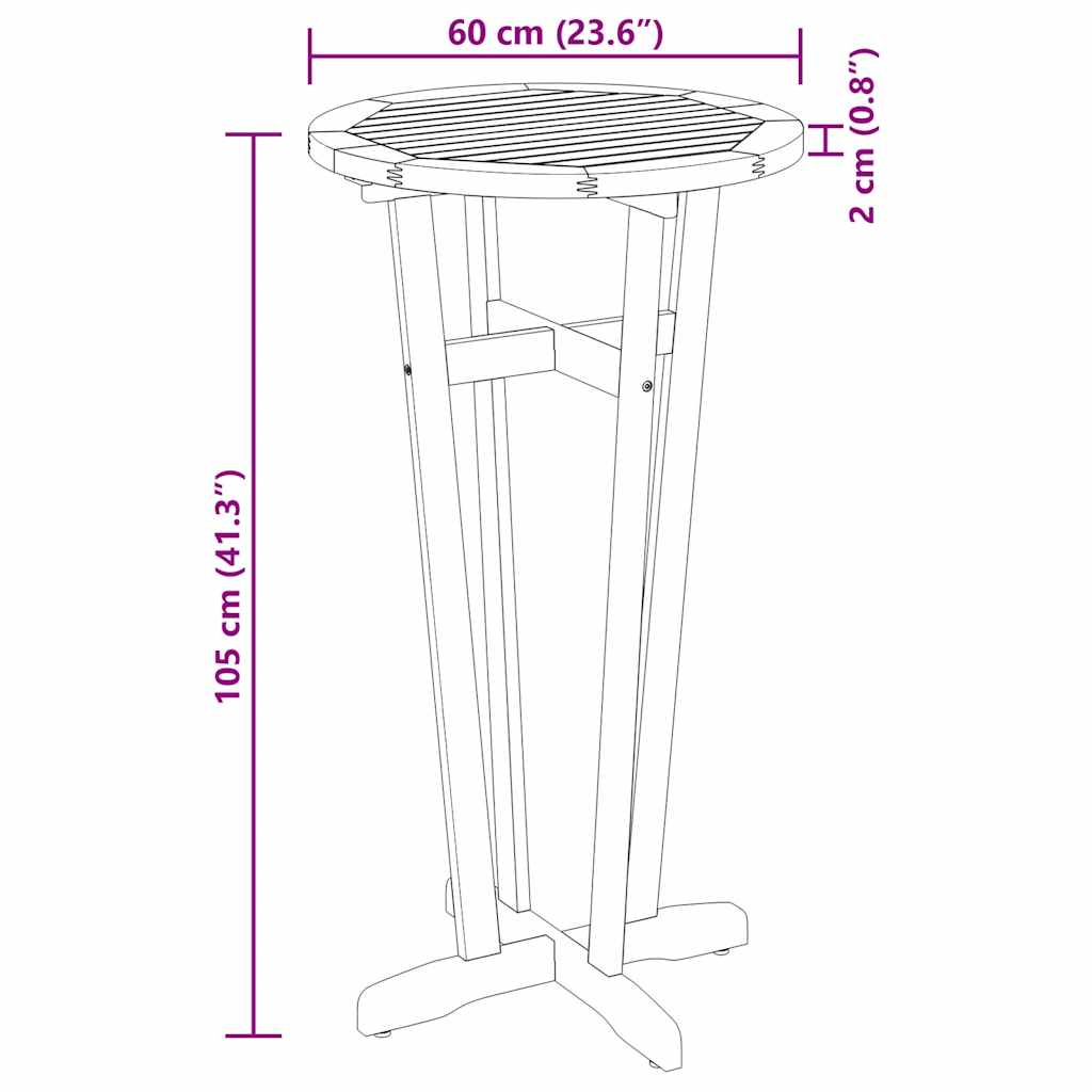 vidaXL Τραπέζι Μπαρ Κήπου Ø60x105 εκ. από Μασίφ Ξύλο Ακακίας