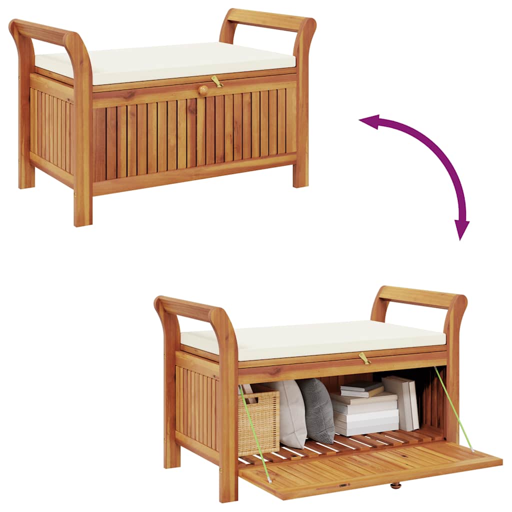 vidaXL Πάγκος Αποθήκευσης Κήπου 91 εκ. Μασίφ Ξύλο Ακακίας + Μαξιλάρι
