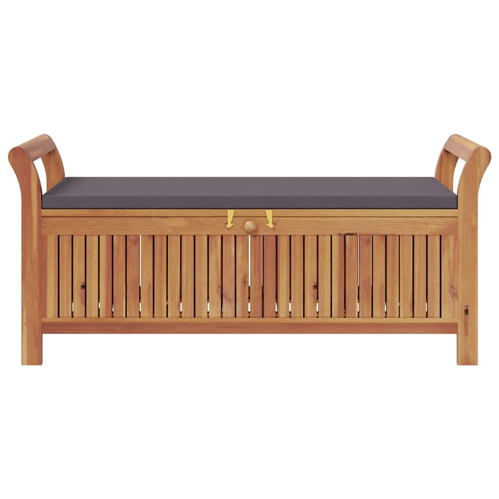 vidaXL Πάγκος Αποθήκευσης Κήπου 126 εκ. Μασίφ Ξύλο Ακακίας + Μαξιλάρι