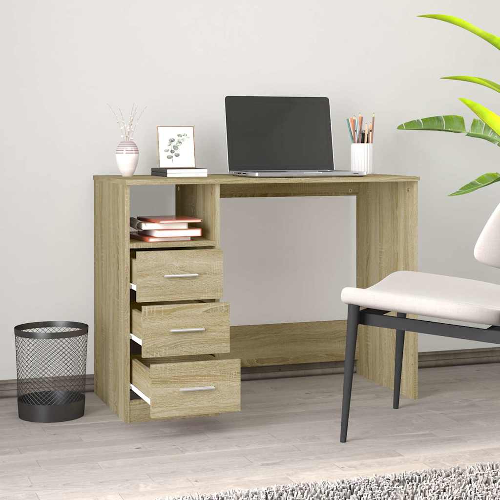 vidaXL Γραφείο με Συρτάρια Sonoma Δρυς 102x50x76 εκ Επεξεργασμένο Ξύλο