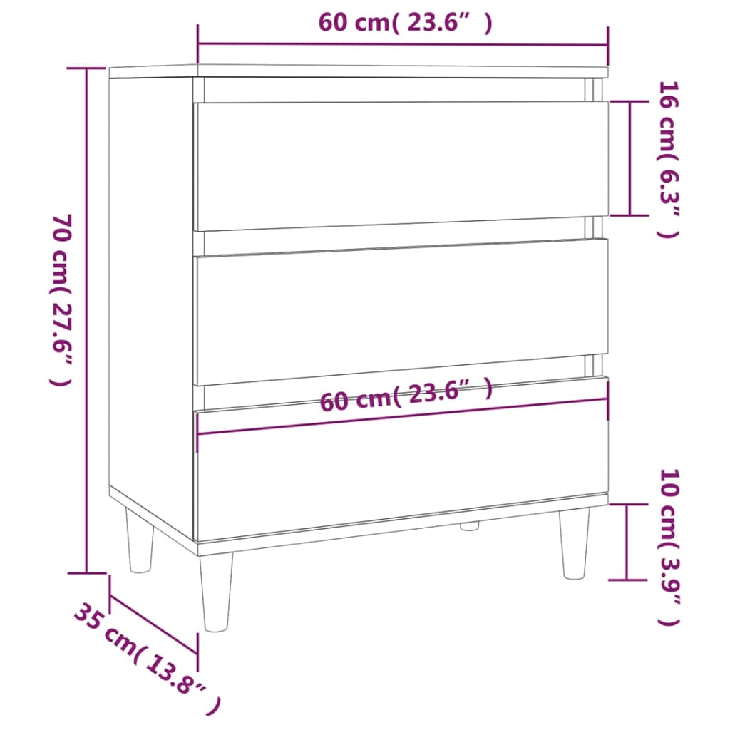 vidaXL Συρταριέρα Sonoma Δρυς 60x35x70 εκ. Επεξεργασμένο Ξύλο