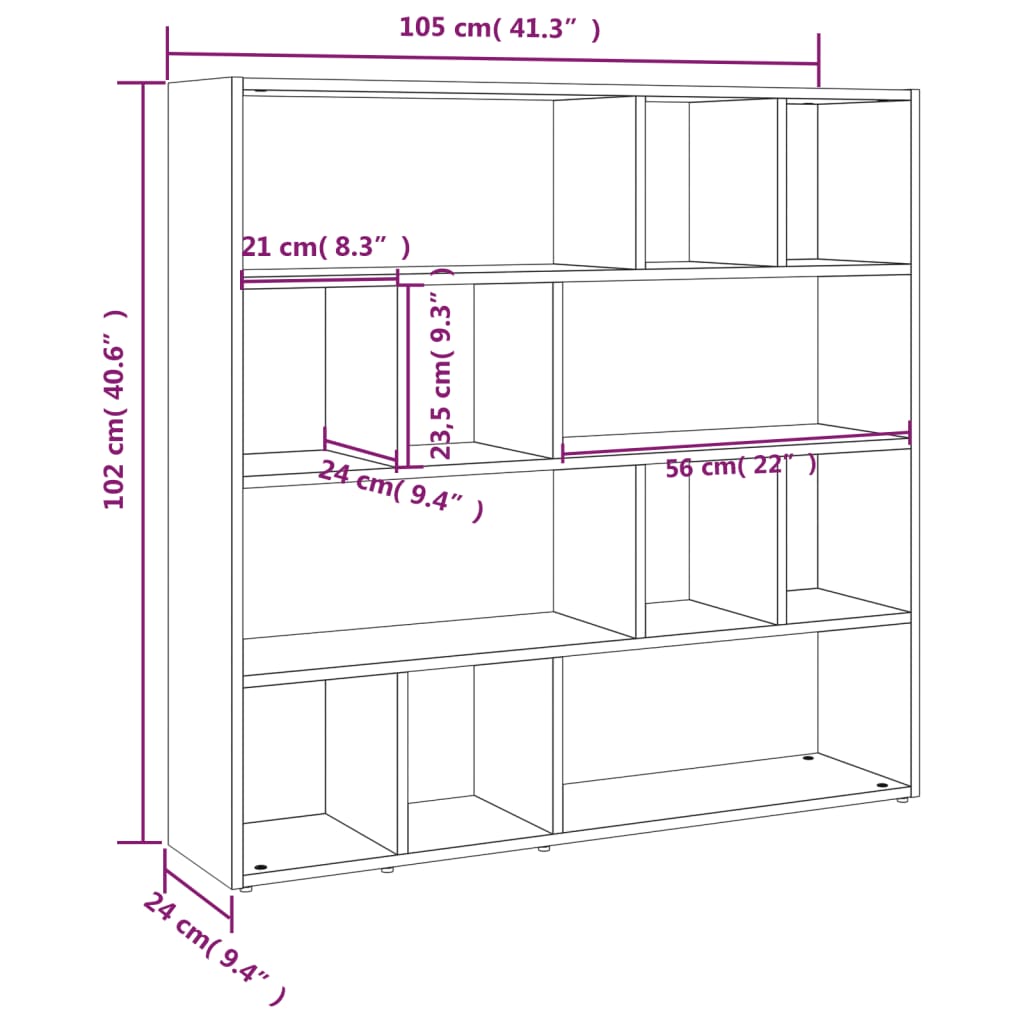 vidaXL Βιβλιοθήκη/Διαχωριστικό Χώρου Sonoma Δρυς 105 x 24 x 102 εκ.