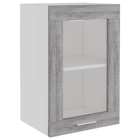 vidaXL Κρεμαστό Γυάλινο Ντουλάπι "Lyon" Γκρι Sonoma 40x31x60 εκ. από Τεχνητό Ξύλο