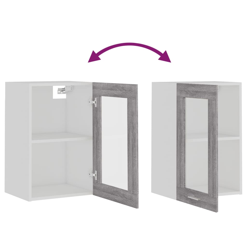 vidaXL Κρεμαστό Ντουλάπι Γυάλινο Lyon Γκρι Sonoma 40x31x60εκ.