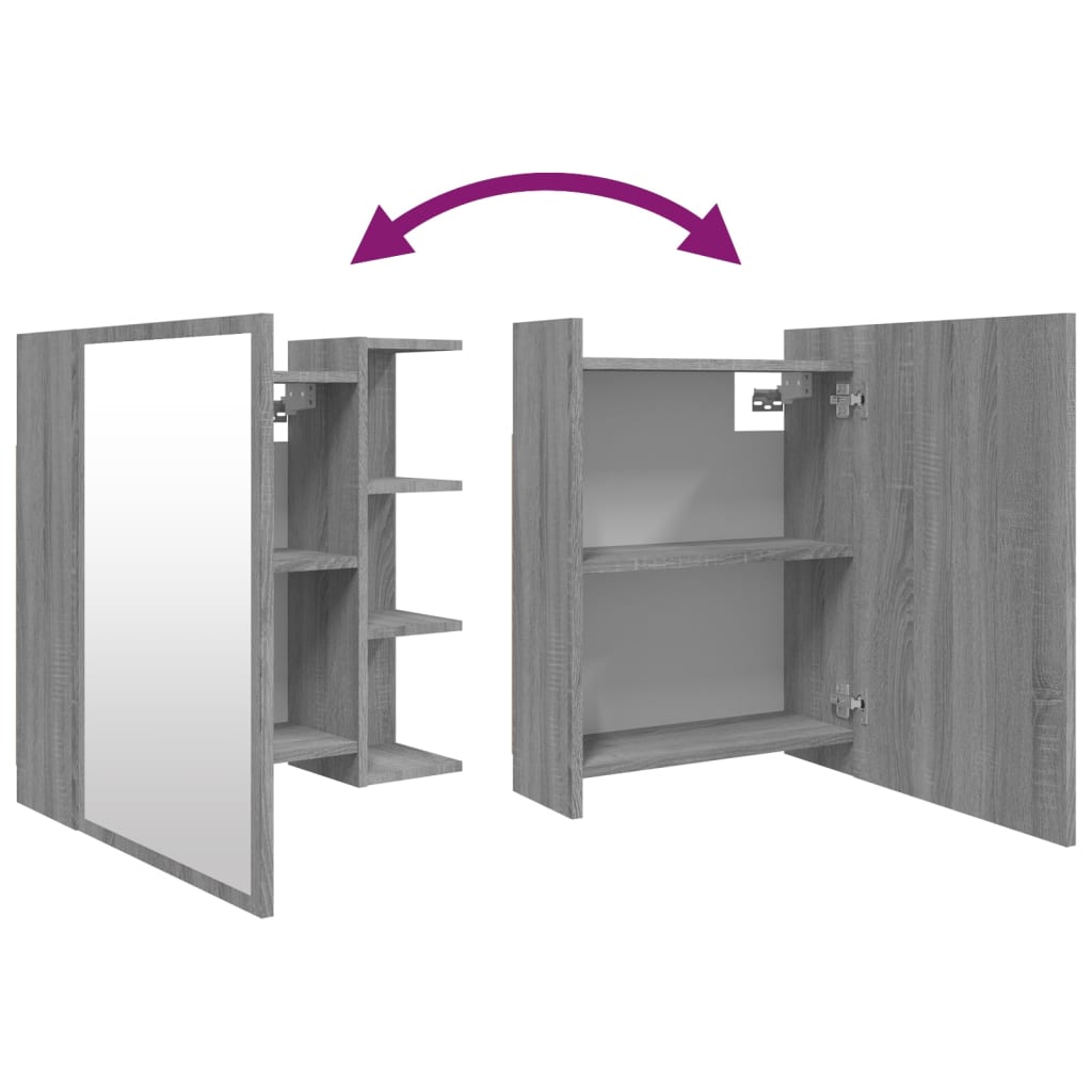 vidaXL Ντουλάπι Καθρέπτης Μπάνιου Γκρι Sonoma 62,5x20,5x64 εκ Επ. Ξύλο