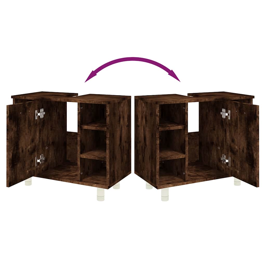 vidaXL Ντουλάπι Μπάνιου Καπνιστή Δρυς 60x32x53,5 εκ Επεξεργασμένο Ξύλο